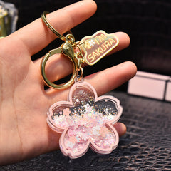 Acrylic Cherry Blossom Heart Girl Car Keychain Pendant
