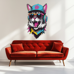 Cool Cat DJ Metal Wall Art – Street Style UV Decor-KAFUVM008