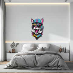 Cool Cat DJ Metal Wall Art – Street Style UV Decor-KAFUVM008