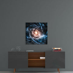 Space- Blue Infinity Glass Wall Art