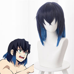 Inosuke Hashibira Pig Face Cosplay Wig in Dark Blue