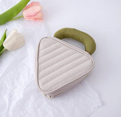 Triangular Makeup Bag for Women - Travel Pouch with Zipper