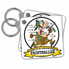 3dRose Key Chains Funny Worlds Greatest Paintballer Men Cartoon (kc-103415-1)
