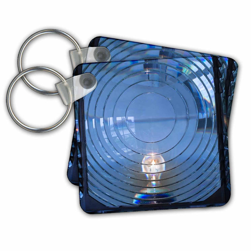 3dRose Key Chains Fire Island, New York. Antique Fresnel lighthouse beacon 01 (kc-251288-1)