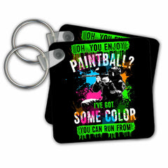 3dRose Key Chains Paintball Ive Got Some Color Trendy Vector on Black Background (kc-281698-1)