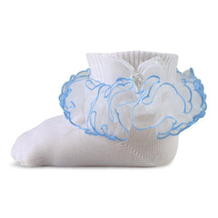 Girl's Pageant Lace Tutu Anklet with Pearl Bow (1451)