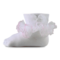 Girl's Pageant Lace Tutu Anklet with Pearl Bow (1451)