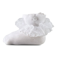 Girl's Pageant Lace Tutu Anklet with Pearl Bow (1451)