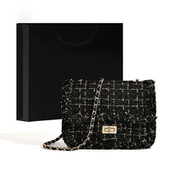 Beige White Woolen Chain Single Shoulder Bag 2024