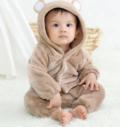 Flannel Bear Hooded Romper for Kids
