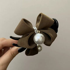 Elegant Korean Bow Pearl Hair Clip for Women