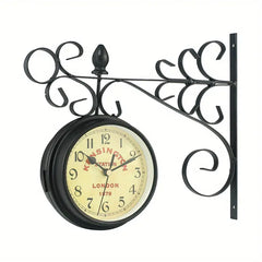 1 Piece Retro Double-Sided Garden Wall Clock