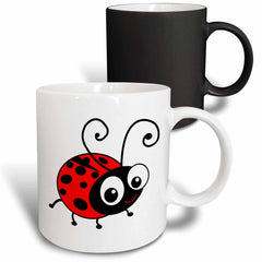 3dRose Cute ladybug - kawaii happy red and black spotted ladybird cartoon -... - Mugs (mug_113181)
