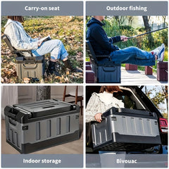Foldable Camping Stool with Backrest & Storage Bag Portable Fishing Seat Outdoor Chair