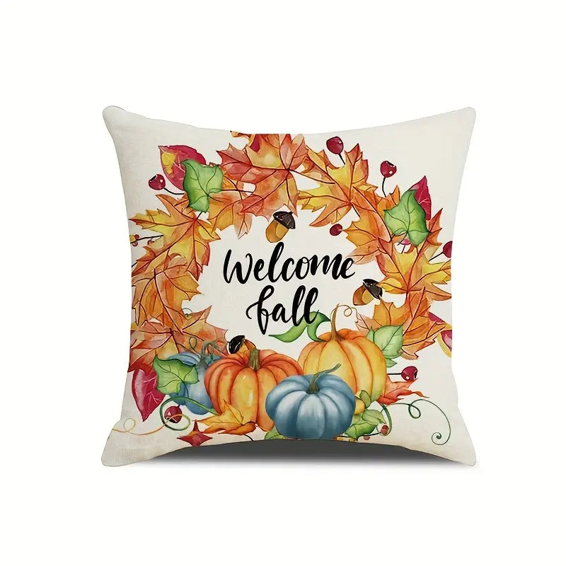 4pcs Linen Autumn Pumpkin Throw Pillow Covers 18x18