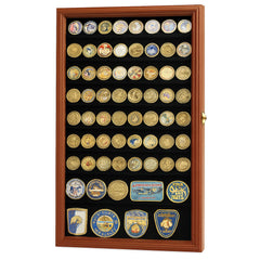 Large Military Challenge Coin Display Case Cabinet Holders Rack 98% UV - Lockable
