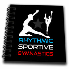 3dRose Alexis Design - Sport Gymnastics - Rhythmic Sportive Gymnastics Texts, Female Sportsmen. Color on Black - Drawing Book