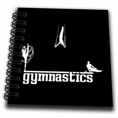 3dRose Alexis Design - Sport Gymnastics - Male and Female Sportsmen. Text Gymnastics. Stylish. White on Black - Drawing Book