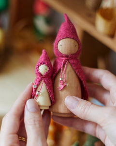 Mini Pink Wooden Gnome