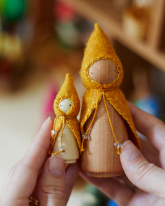 Mini Yellow Wooden Gnome
