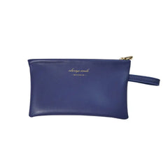 Letter Graphic Soft Leather Makeup Bag with Wristlet