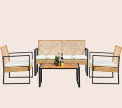 4Pcs Outdoor Patio Furniture Set – Rattan Wicker Sofa - Multiple Styles