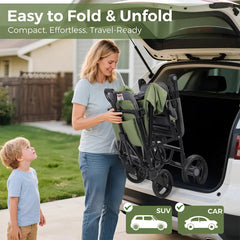 Momfann 4-in-1 Double Stroller Wagon for Kids