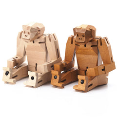 Morphits® Modern Wooden Monkey Decor – Interactive Puzzle & Art Piece