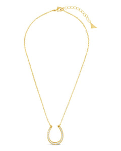 CZ Horseshoe Pendant Necklace