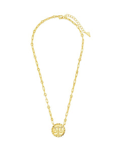 Bold CZ Zodiac Link Pendant Necklace