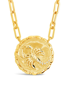 Bold CZ Zodiac Link Pendant Necklace
