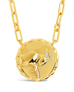 Bold CZ Zodiac Link Pendant Necklace