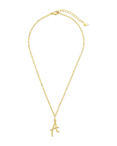 Textured Initial Charm Pendant Necklace