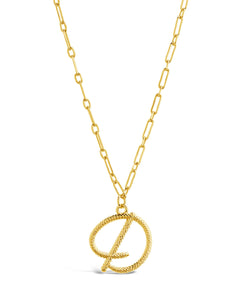 Textured Initial Charm Pendant Necklace