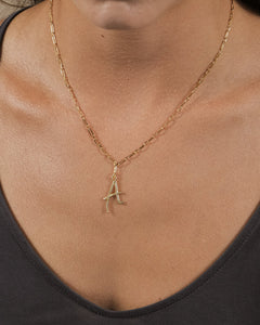 Textured Initial Charm Pendant Necklace