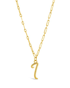 Textured Initial Charm Pendant Necklace
