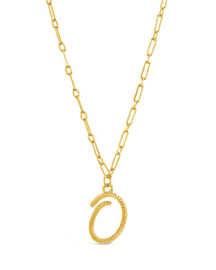 Textured Initial Charm Pendant Necklace