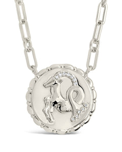 Bold CZ Zodiac Link Pendant Necklace