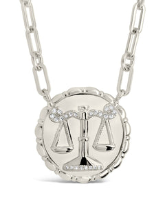 Bold CZ Zodiac Link Pendant Necklace