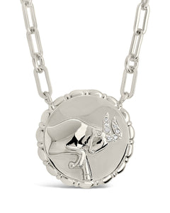Bold CZ Zodiac Link Pendant Necklace