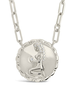 Bold CZ Zodiac Link Pendant Necklace