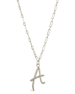 Textured Initial Charm Pendant Necklace