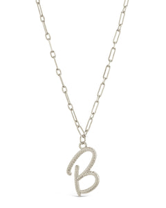 Textured Initial Charm Pendant Necklace