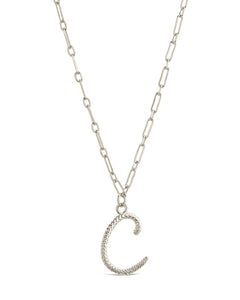 Textured Initial Charm Pendant Necklace