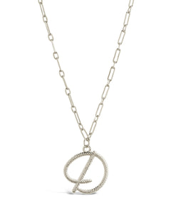 Textured Initial Charm Pendant Necklace