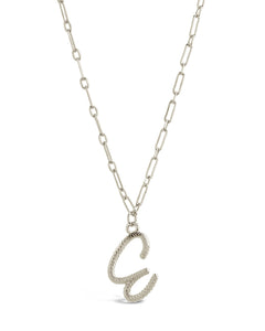 Textured Initial Charm Pendant Necklace