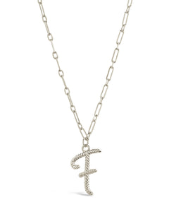 Textured Initial Charm Pendant Necklace