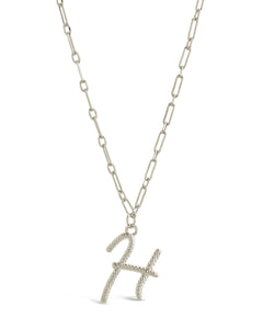 Textured Initial Charm Pendant Necklace