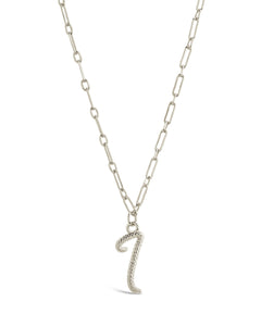 Textured Initial Charm Pendant Necklace