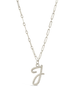 Textured Initial Charm Pendant Necklace